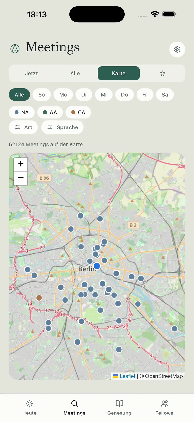 Alle Meetings auf der Karte