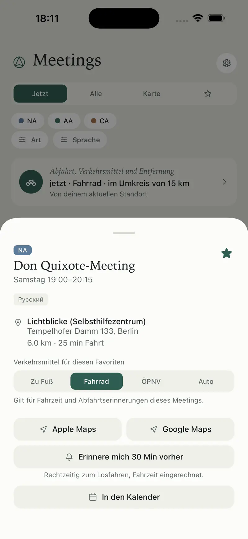 Meetings, die du jetzt noch schaffst, mit Fahrzeit