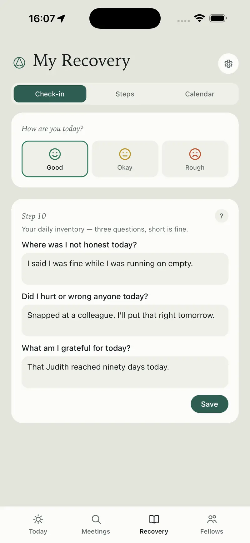 The daily check-in with your Step 10 inventory