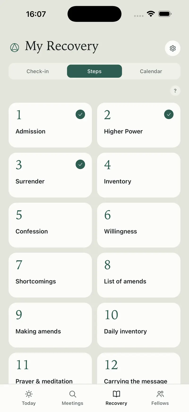 The Twelve Steps in Fellow Finder