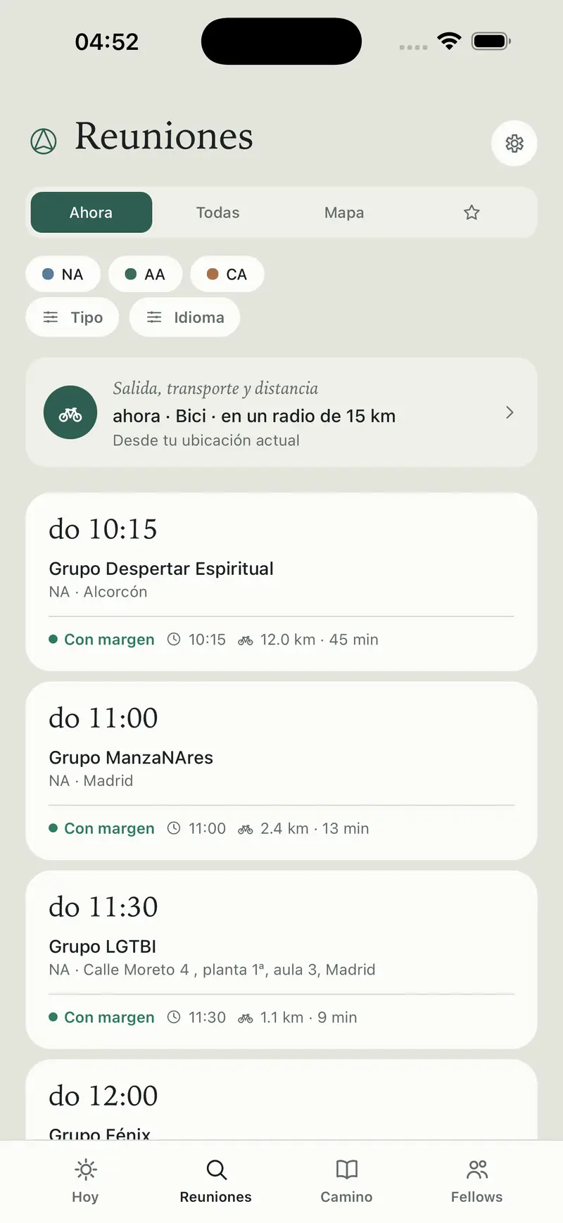 Reuniones a las que aún puedes llegar, con el tiempo de viaje