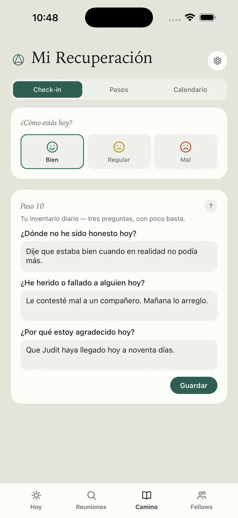 El check-in diario con tu inventario del paso 10