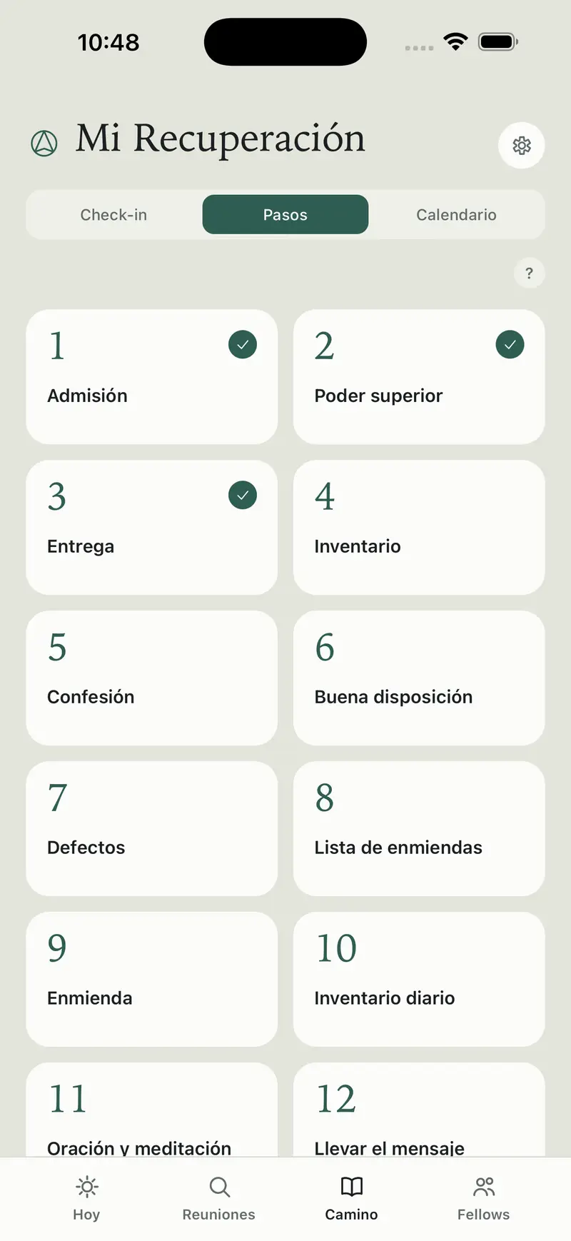 Los doce pasos en Fellow Finder