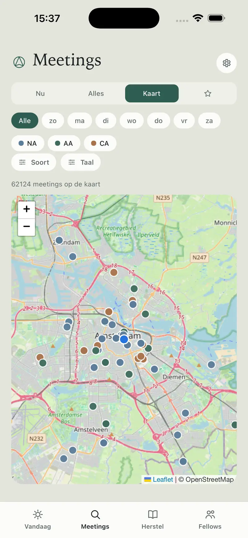 Alle meetings op de kaart