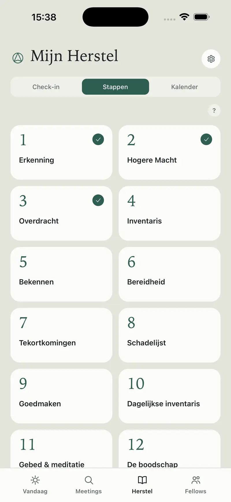 De twaalf stappen in Fellow Finder